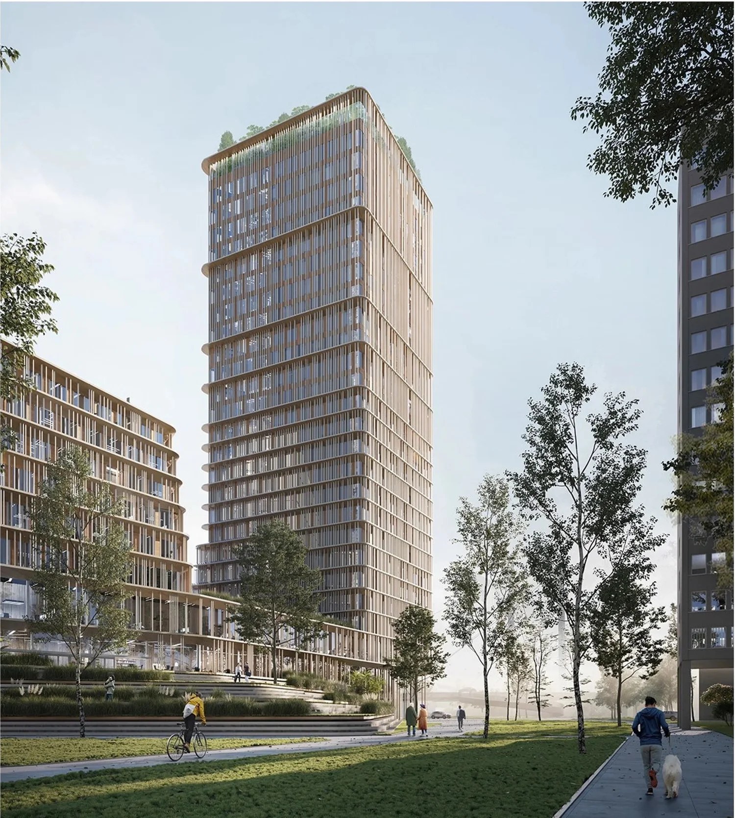 Visualisierung eines Hochhaus-Entwurfs für das Ministry of Finance NRW in Düsseldorf